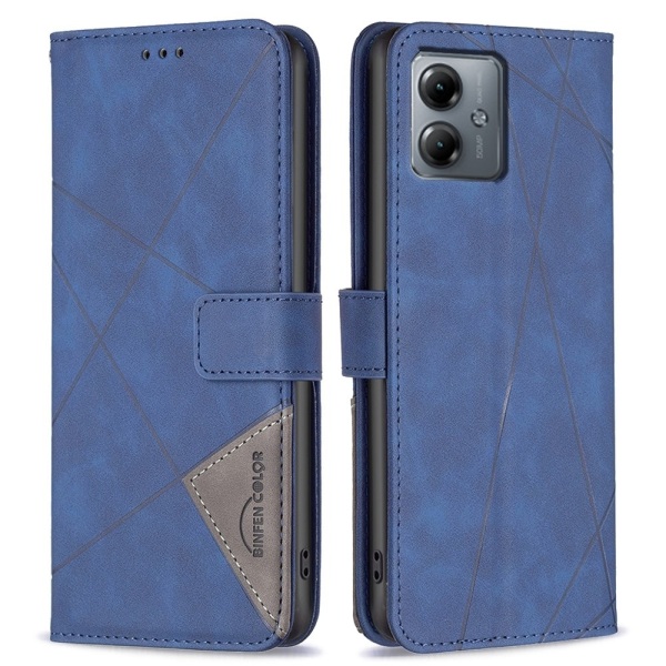 Motorola Moto G14 BINFEN COLOR Kohokuvioitu Lompakkokotelo - Sininen Blue