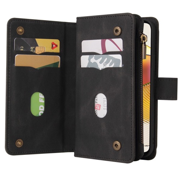 SKALO Motorola Moto G73 5G Big Wallet 17-FACK Plånboksfodral - S Svart