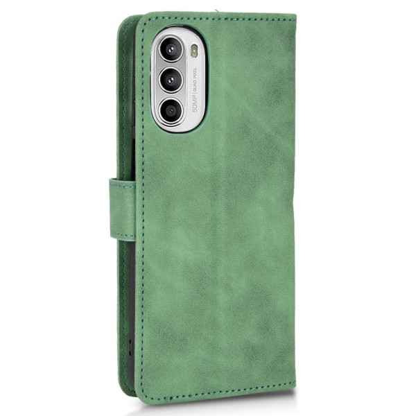 SKALO Motorola Moto G52 Matt PU-Läder Plånboksfodral - Grön Grön