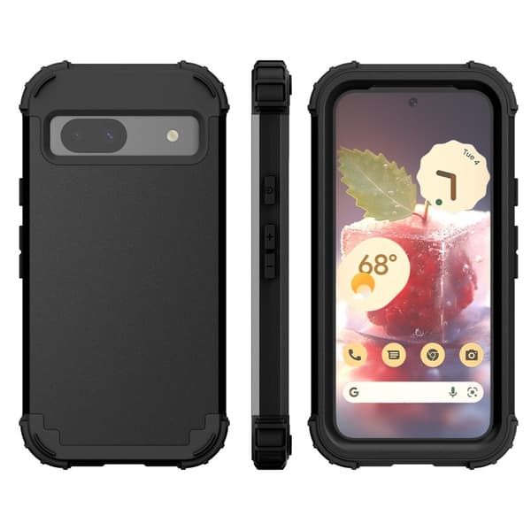 SKALO Google Pixel 8a Shockproof Armor Hybrid Cover - Sort Black