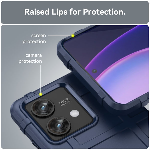 SKALO Motorola Edge 40 Neo 5G Rugged Shield iskunkestävä TPU suojakuori Blue