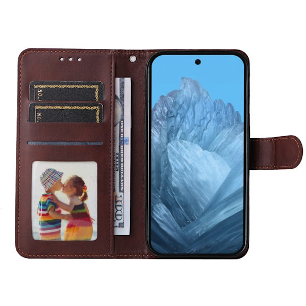 SKALO Google Pixel 9/9 Pro PU-nahkainen Lompakkokotelo - Valitse väri Brown