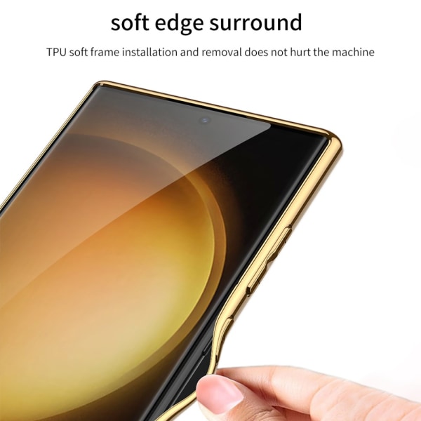 SKALO Samsung S24 Ultra PU-Läder Guldkant Skal - Svart Svart