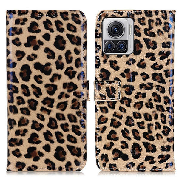 SKALO Motorola Edge 30 Ultra 5G Leopard mönstrad Plånboksfodral i PU Läder multifärg