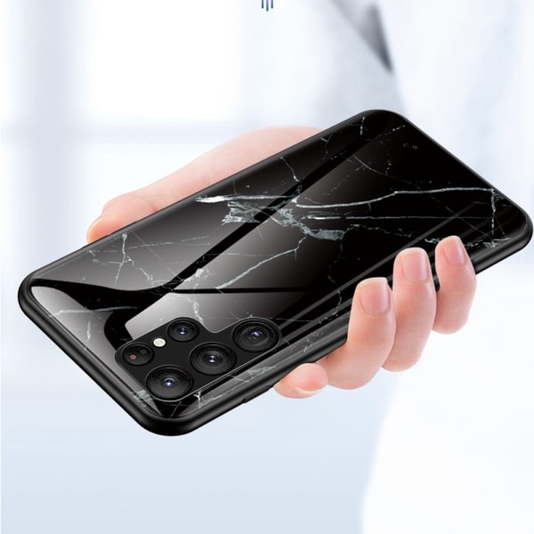 SKALO Samsung S23 Ultra Marmor Härdat Glas TPU-skal - Motiv 1 multifärg