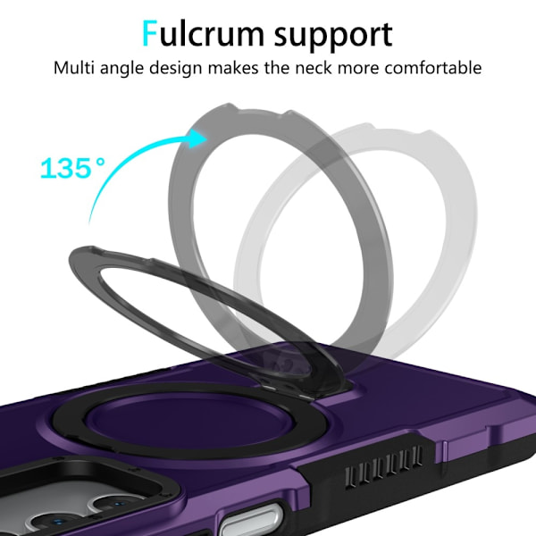 SKALO Samsung A15 5G Armor Hybridi metallirengas kuori - Tumman violetti Dark purple