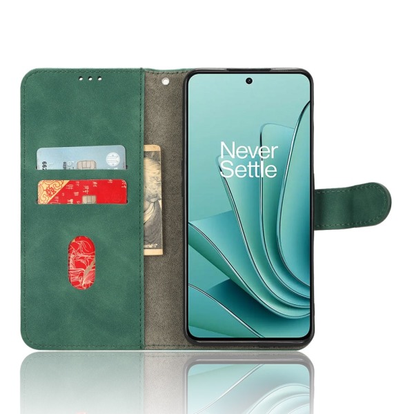 SKALO OnePlus Nord 3 5G / Ace 2V Matt PU Nahka lompakkokotelo - Green