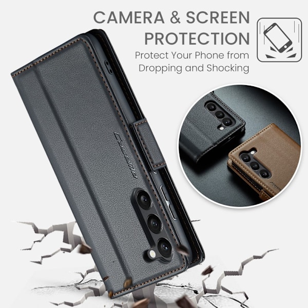 CaseMe Samsung S25 023 Series PU-Läder Flip Cover - Sort Black