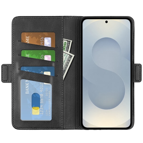 SKALO Samsung S25 Edge Premium ID Flip Cover - Sort Black