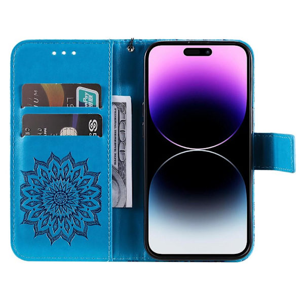 SKALO iPhone 15 Pro Max Mandala Flip Cover - Blå Blue