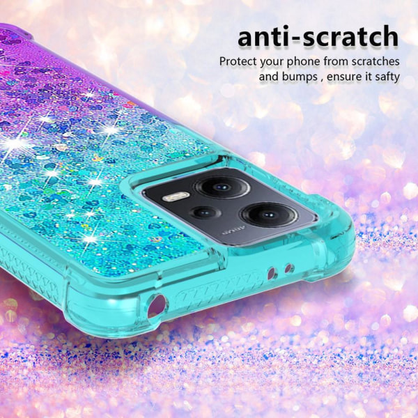 SKALO Xiaomi Redmi Note 12 5G Kvicksand Glitter Hjärtan TPU-skal - Turkos-Lila multifärg