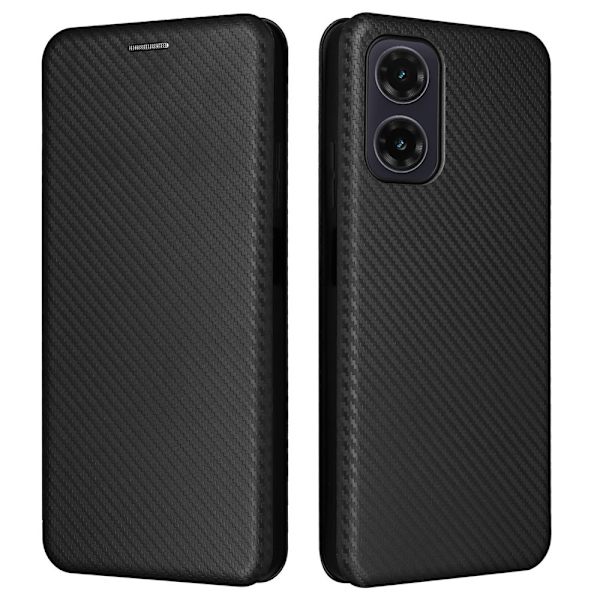 SKALO Motorola Moto G35 5G Carbon Fiber Plånboksfodral - Svart Svart