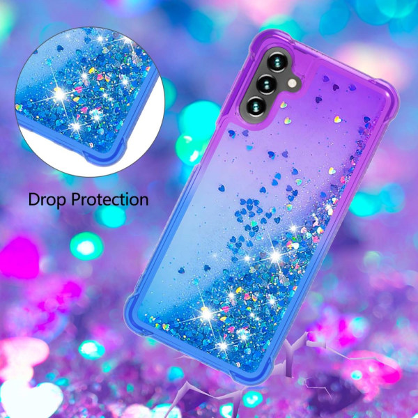 SKALO Samsung A34 5G Kvicksand Glitter Hjärtan TPU-skal - Lila-B multifärg