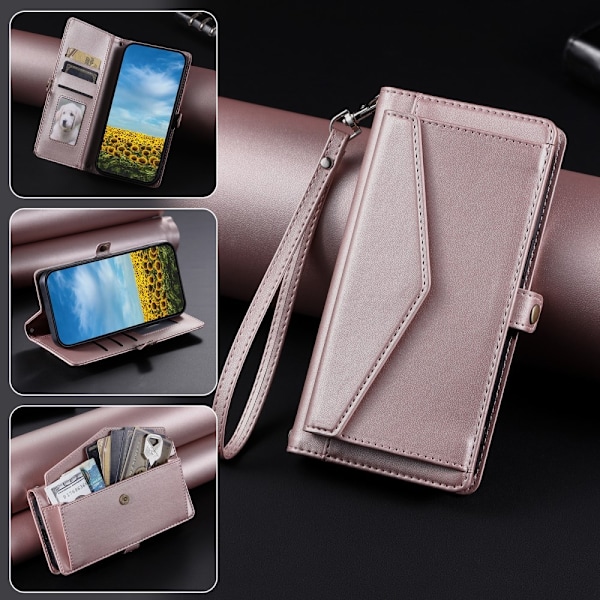 SKALO Xiaomi Redmi 14C PU-Läder Envelope Plånboksfodral - Roséguld Rosa guld