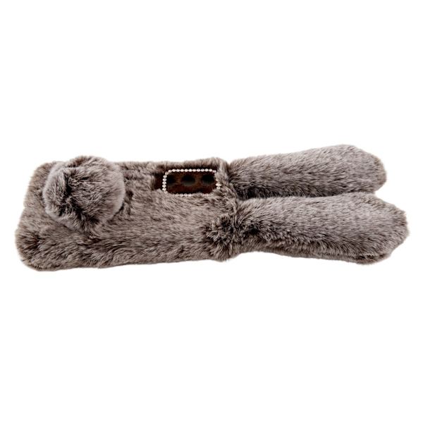 SKALO Samsung S24 3D Soft Furry Bunny Ears Suojakuori - Harmaa Grey