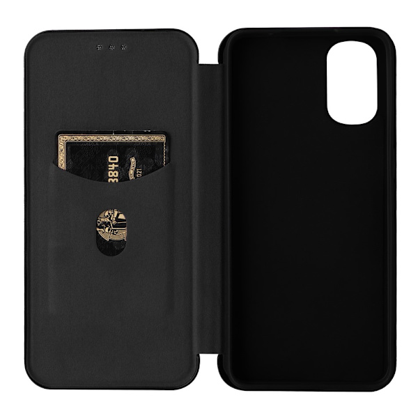 SKALO Motorola Moto G22 Carbon Fiber Lompakkokotelo - Musta Black