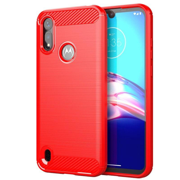 SKALO Motorola Moto E6i Armor Carbon Stødsikker TPU-cover - Vælg farve Red