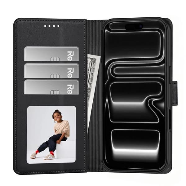 Tech-Protect 2i1 Wallet MagSafe Pungetui/Cover til iPhone 18 Pro Max - Matsort Black