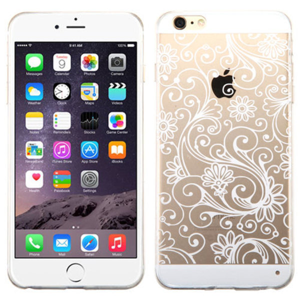 Flower Silicone TPU-kuori iPhone 6 / 6S:lle - enemmän värejä White