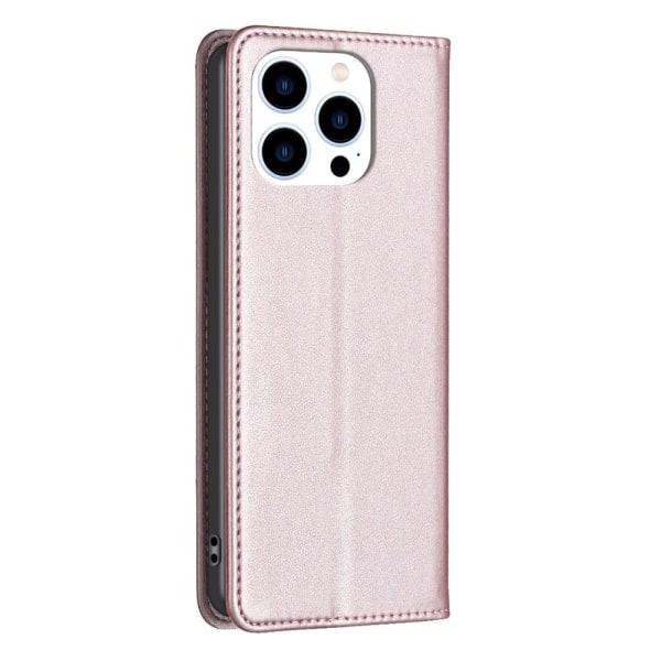 iPhone 15 Pro Max BINFEN COLOR Embossed Plånboksfodral - Roségul Rosa guld