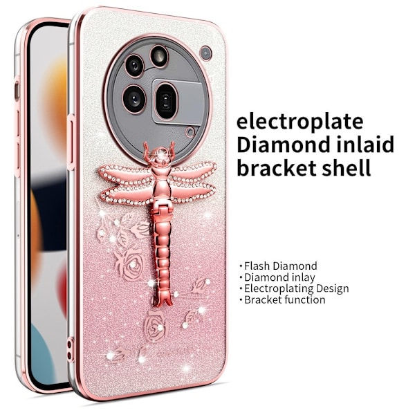SKALO Nothing Phone (3a) Pro 5G KADEM Dragonfly Glitter Cover - Pink Pink