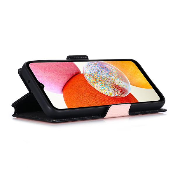 SKALO Samsung A14 4G/5G MUXMA Saffiano PU-læder Pungetui - Pink Pink