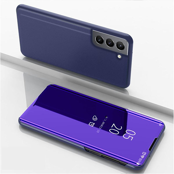 SKALO Samsung S21 FE Clear View Plånboksfodral - Mörklila Dark purple