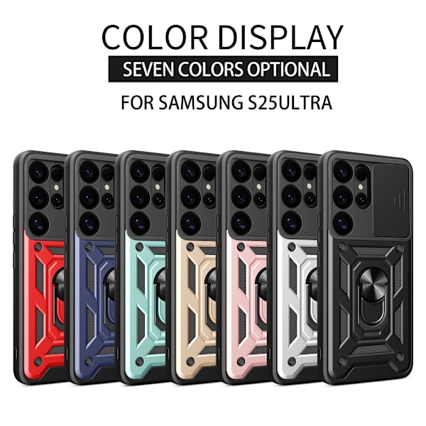 SKALO Samsung S25 Ultra Armor Metallring Kameraslider Skal - Svart Svart
