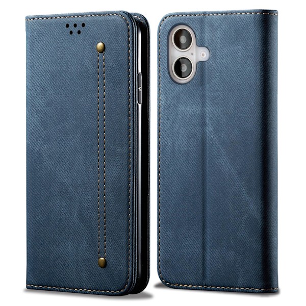 SKALO iPhone 16 Jeans Plånboksfodral - Blå Blå