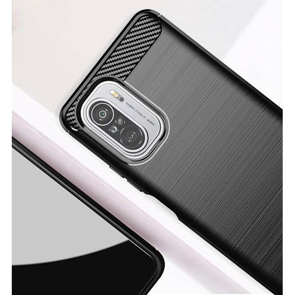 SKALO Xiaomi Poco F3 Armor Carbon Iskunkestävä TPU suojakuori - Valitse väri Black