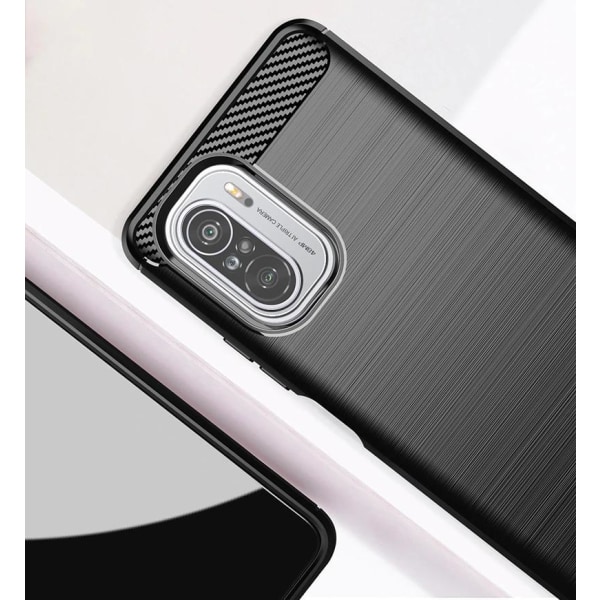 SKALO Xiaomi Poco F3 Armor Carbon Stødsikker TPU-cover - Vælg fa Black