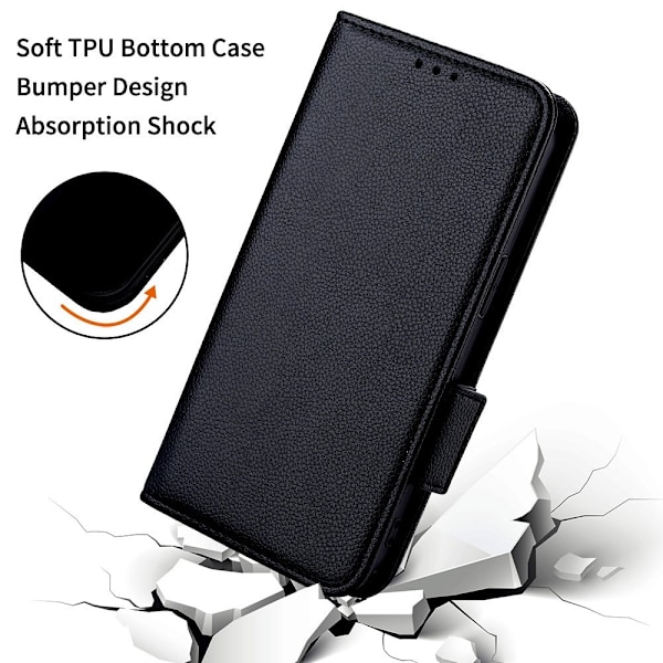 SKALO Samsung XCover7 Pro Litchi Tekstur Etui Flip Cover - Sort Black