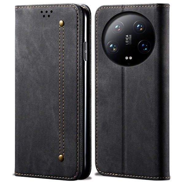 SKALO Xiaomi 14 Ultra 5G Jeans Flip Cover - Sort Black