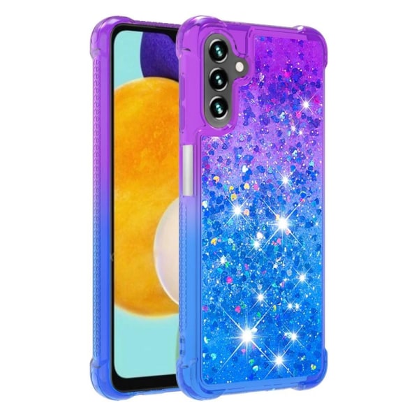SKALO Samsung A04s 4G Kvicksand Glitter Hjerter TPU Cover - Lilla-Blå Multicolor