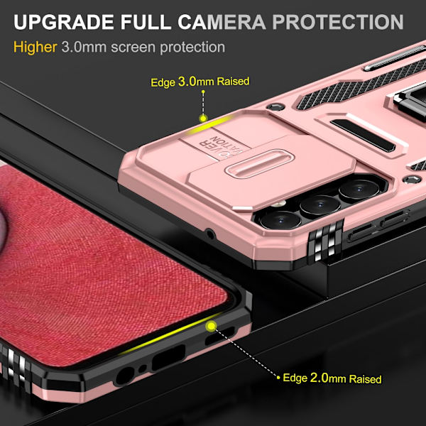 SKALO Samsung A14 4G/5G Armor Hybrid Metallring Kameraslider - Roséguld Rosa guld