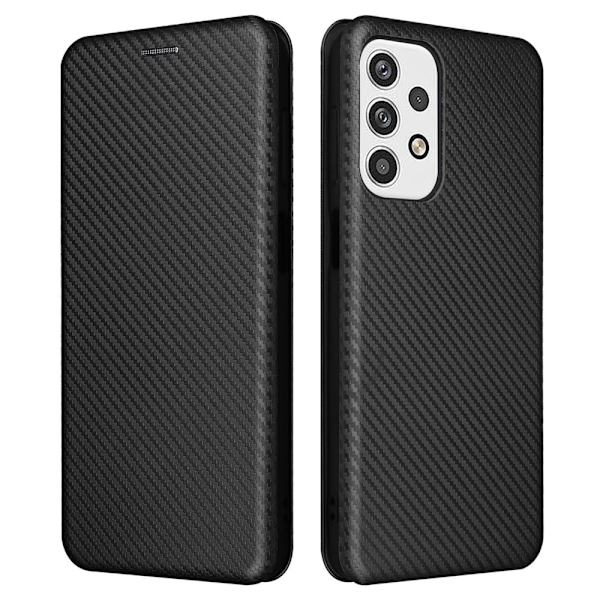 SKALO Samsung A23 5G Carbon Fiber Lompakkokotelo - Musta Black