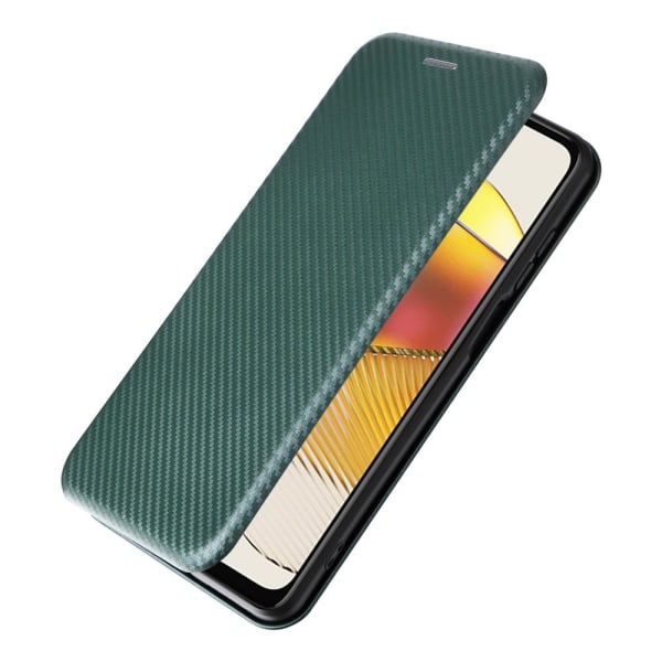 SKALO Motorola Moto G73 5G Carbon Fiber Lompakkokotelo - Vihreä Green