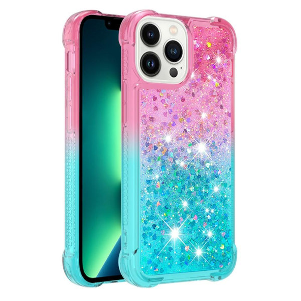 SKALO iPhone 15 Pro Max Kvicksand Glitter Hjärtan TPU-skal - Ros multifärg