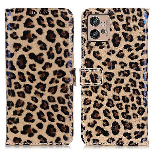 SKALO Motorola Moto G32 4G Leopardmønstret pungetui i PU-læder Multicolor