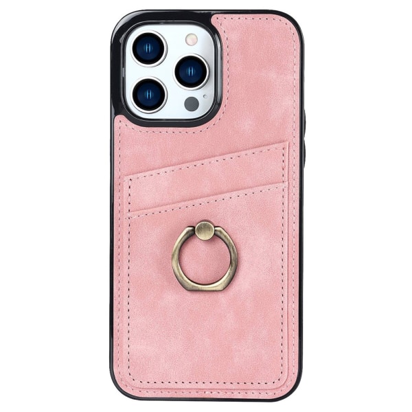 SKALO iPhone 14 Pro Max PU-læder kortholder Ring - Pink Pink