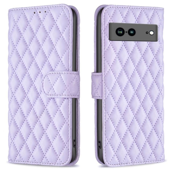 SKALO Google Pixel 7a BINFEN COLOR Tikattu Lompakko - Violetti Purple