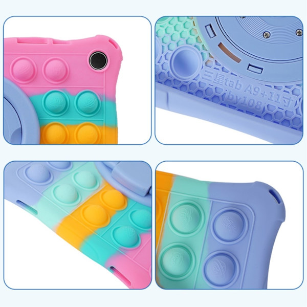 SKALO Samsung Tab A9 Stødresistent Armor Popit silikone Cover - Rainbow Multicolor