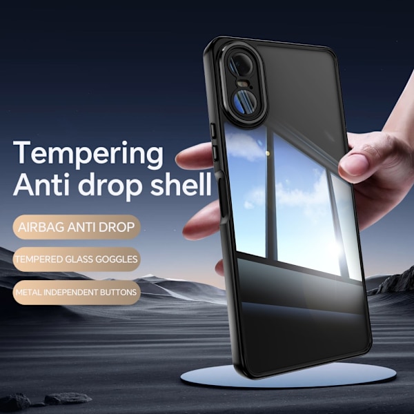 SKALO Sony Xperia 10 VI Silky Touch TPU + Akryl Metallknappar Skal - Svart Svart