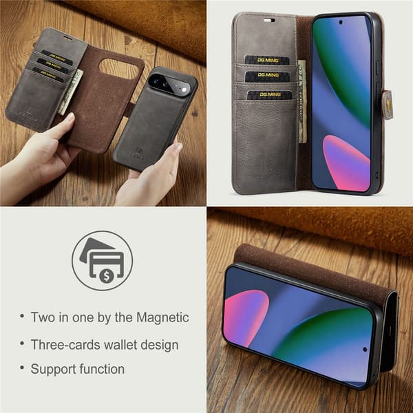 DG MING 2-i-1 Magnet Flip Cover til Google Pixel 11 Pro XL - Grå Grey