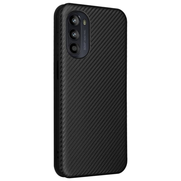 SKALO Motorola Moto G52 Carbon Fiber Plånboksfodral - Svart Svart