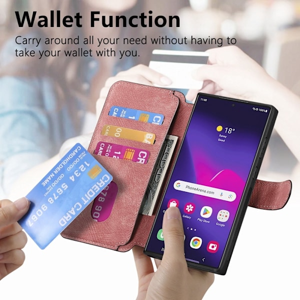 SKALO Samsung S25 Ultra CASENEO MW-03 Lompakkokotelo - Pinkki Pink