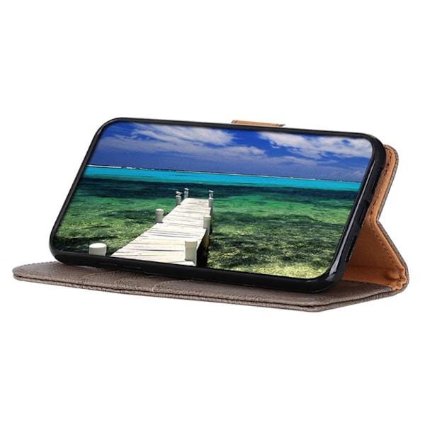 SKALO Motorola Moto G14 KHAZNEH Premium Pungetui i PU-læder - Khaki Khaki