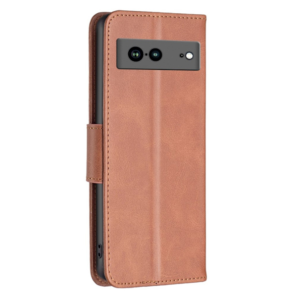 SKALO Google Pixel 7a Flip Cover m. pung i PU-læder - Brun Brown