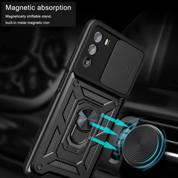 SKALO Motorola Moto G52 Armor Hybrid Metal Ring Camera Slider - Blå Blue