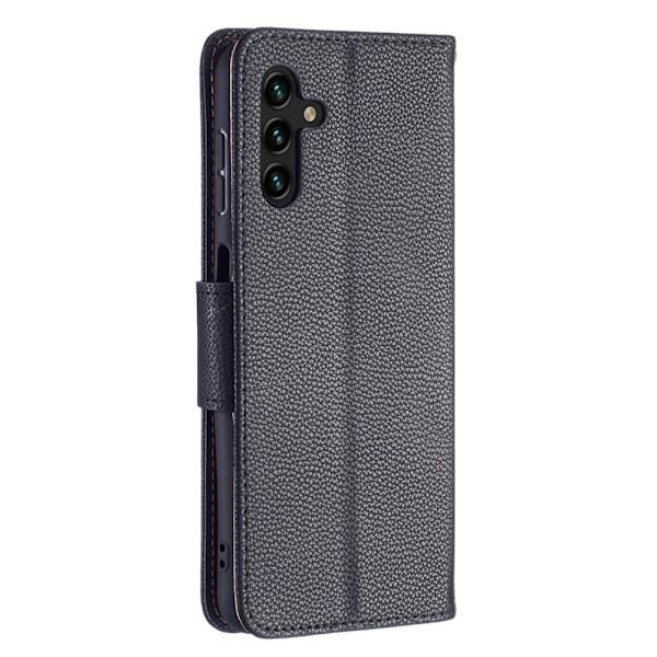 SKALO Samsung A13 5G Premium Litchi Plånbok - Svart Svart